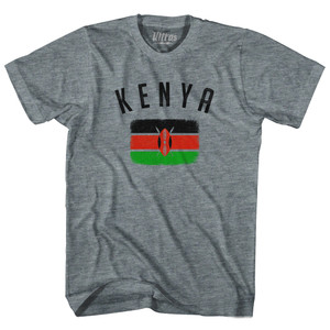Kenya Country Flag Heritage Adult Tri-Blend T-shirt - Athletic Grey Kenya Country Flag Heritage Adult Tri-Blend T-shirt - Athletic Grey