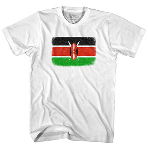 Kenya Country Flag Youth Cotton T-shirt - White Kenya Country Flag Youth Cotton T-shirt - White