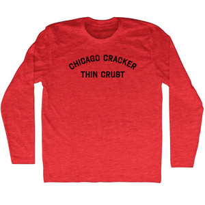 Chicago Cracker Thin Crust Adult Tri-Blend Long Sleeve T-shirt - Athletic Red
