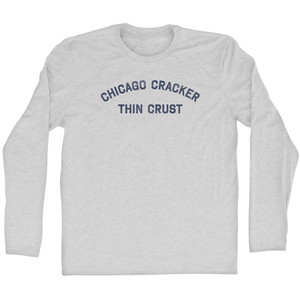 Chicago Cracker Thin Crust Adult Cotton Long Sleeve T-shirt - Grey Heather
