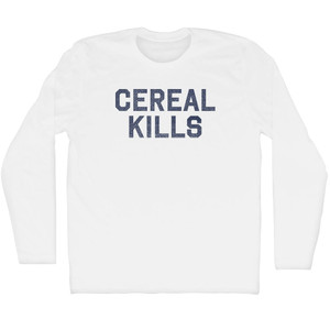 Cereal Kills Adult Cotton Long Sleeve T-shirt - White