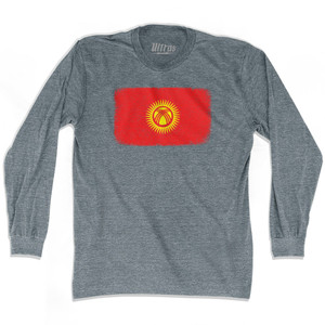 Kyrgyzstan Country Flag Adult Tri-Blend Long Sleeve T-shirt - Athletic Grey Kyrgyzstan Country Flag Adult Tri-Blend Long Sleeve T-shirt - Athletic Grey