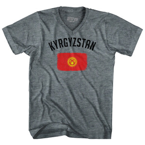 Kyrgyzstan Country Flag Heritage Tri-Blend V-neck Womens Junior Cut T-shirt - Athletic Grey Kyrgyzstan Country Flag Heritage Tri-Blend V-neck Womens Junior Cut T-shirt - Athletic Grey