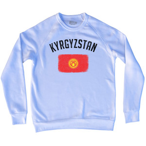 Kyrgyzstan Country Flag Heritage Adult Tri-Blend Sweatshirt - White Kyrgyzstan Country Flag Heritage Adult Tri-Blend Sweatshirt - White