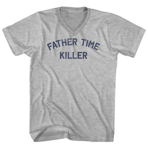 Father Time Killer Adult Cotton V-neck T-shirt - Grey Heather
