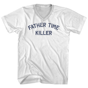 Father Time Killer Adult Cotton V-neck T-shirt - White