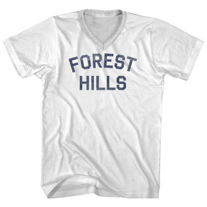 Forest Hills Adult Cotton V-neck T-shirt - White