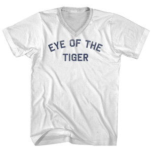 EYE OF THE TIGER Adult Cotton V-neck T-shirt - White