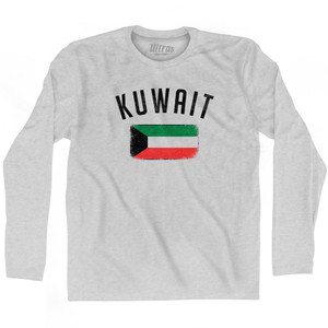 Kuwait Country Flag Heritage Adult Cotton Long Sleeve T-shirt - Grey Heather