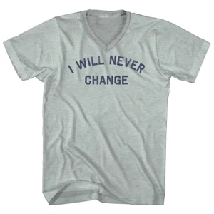 I Will Never Change Adult Tri-Blend V-neck T-shirt - Athletic Cool Grey