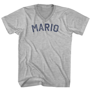 Mario Adult Cotton V-neck T-shirt - Grey Heather