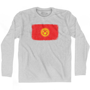 Kyrgyzstan Country Flag Adult Cotton Long Sleeve T-shirt - Grey Heather Kyrgyzstan Country Flag Adult Cotton Long Sleeve T-shirt - Grey Heather