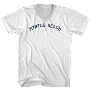 Myrtos Beach Adult Cotton V-neck T-shirt - White