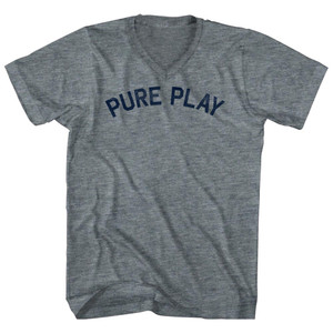 Pure Play Tri-Blend V-neck Womens Junior Cut T-shirt - Athletic Grey