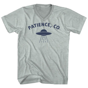 Patience, Co Ufo Alien Abduction Adult Tri-Blend V-neck T-shirt - Athletic Cool Grey