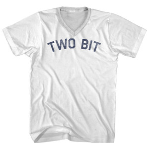 Two Bit Adult Cotton V-neck T-shirt - White