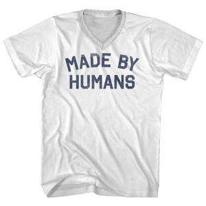 Made By Humans Adult Cotton V-neck T-shirt - White