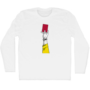 Red Card Soccer Adult Cotton Long Sleeve T-shirt - White