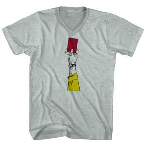 Red Card Soccer Adult Tri-Blend V-neck T-shirt - Athletic Cool Grey