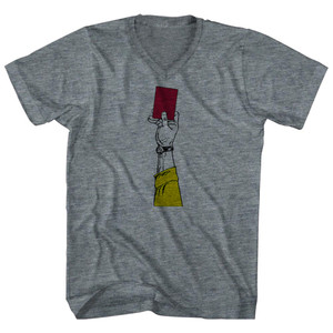Red Card Soccer Adult Tri-Blend V-neck T-shirt - Athletic Grey