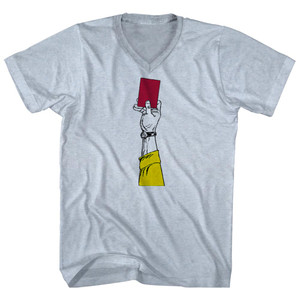 Red Card Soccer Adult Tri-Blend V-neck T-shirt - Athletic White