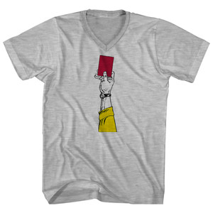 Red Card Soccer Adult Cotton V-neck T-shirt - Grey Heather