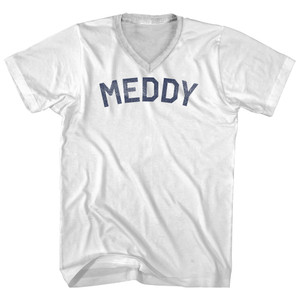 Meddy Adult Cotton V-neck T-shirt - White