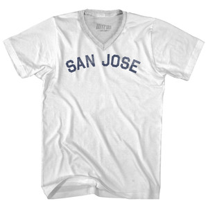 San Jose Adult Cotton V-neck T-shirt - White