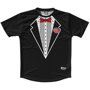 Tuxedo Red Tie Lacrosse Shooter Shirt - Black