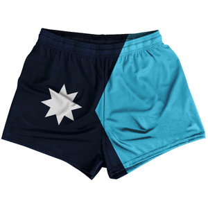 Minnesota New Flag Shorts Womens & Girls Sport Shorts End Made In USA - Dark cyan & Navy