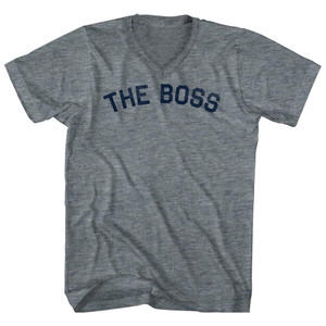The Boss Adult Tri-Blend V-neck T-shirt - Athletic Grey