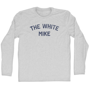 The White Mike Adult Cotton Long Sleeve T-shirt - Grey Heather