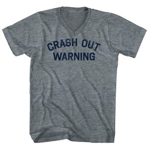 Crash Out Warning Adult Tri-Blend V-neck T-shirt - Athletic Grey