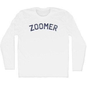 Zoomer Adult Cotton Long Sleeve T-shirt - White