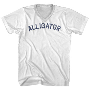 Alligator Adult Cotton V-neck T-shirt - White
