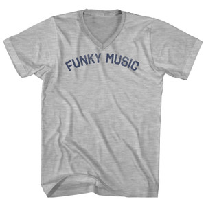 Funky Music Adult Cotton V-neck T-shirt - Grey Heather