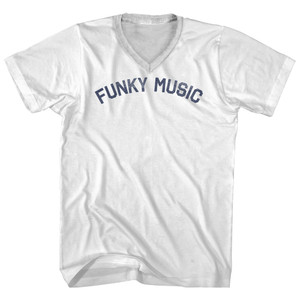 Funky Music Adult Cotton V-neck T-shirt - White