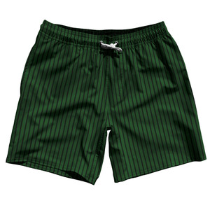 Pinstripes Swim Shorts 7" Made in USA - Green Hunter and Black