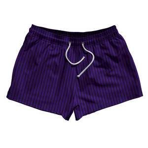 Pinstripes 2.5" Swim Shorts Made in USA - Purple Lakers and Black Pinstripes 2.5" Swim Shorts Made in USA - Purple Lakers and Black