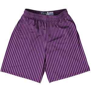 Pinstripes Lacrosse Shorts Made In USA - Purple Medium and Vegas Gold Pinstripes Lacrosse Shorts Made In USA - Purple Medium and Vegas Gold