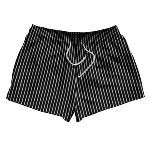 Pinstripes 2.5" Swim Shorts Made in USA - Black and White