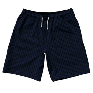 Pinstripes 10" Swim Shorts Made in USA - Blue Navy and Black