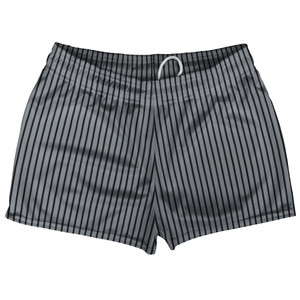 Pinstripes Shorty Short Gym Shorts 2.5" Inseam Made In USA - Grey Dark and Black Pinstripes Shorty Short Gym Shorts 2.5" Inseam Made In USA - Grey Dark and Black