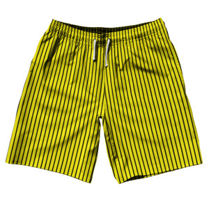 Pinstripes 10" Swim Shorts Made in USA - Yellow Bright and Black