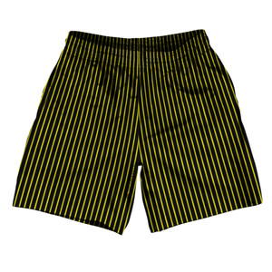 Pinstripes Soccer Shorts Made In USA - Black and Yellow