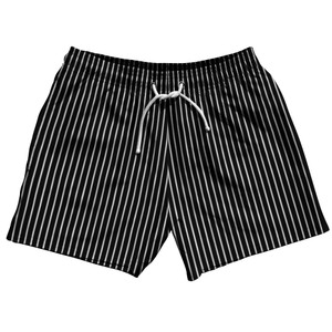 Pinstripes 5" Swim Shorts Made in USA - Black and White Pinstripes 5" Swim Shorts Made in USA - Black and White