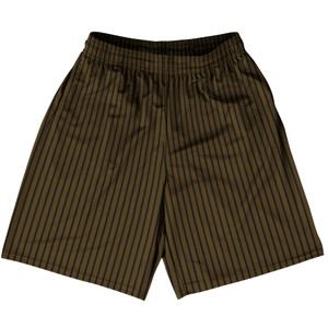 Pinstripes Basketball Practice Shorts Made In USA - Brown Dark and Black Pinstripes Basketball Practice Shorts Made In USA - Brown Dark and Black