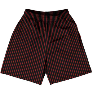 Pinstripes Basketball Practice Shorts Made In USA - Black and Red Dark Pinstripes Basketball Practice Shorts Made In USA - Black and Red Dark