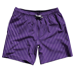 Pinstripes Swim Shorts 7" Made in USA - Purple Lakers and White Pinstripes Swim Shorts 7" Made in USA - Purple Lakers and White