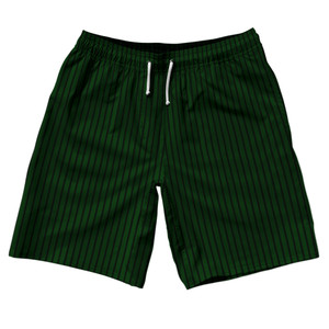 Pinstripes 10" Swim Shorts Made in USA - Green Forest and Black Pinstripes 10" Swim Shorts Made in USA - Green Forest and Black